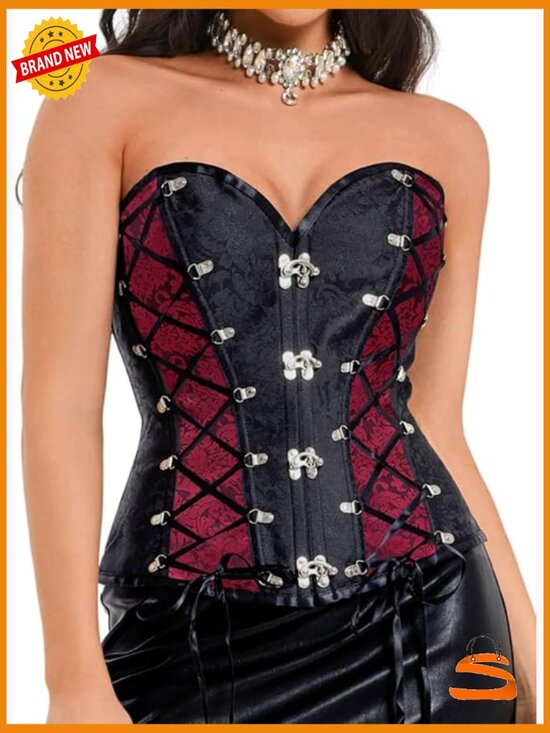 Other - Steampunk Gothic Corset Bustier Lace-Up Front Clasps Jacquard